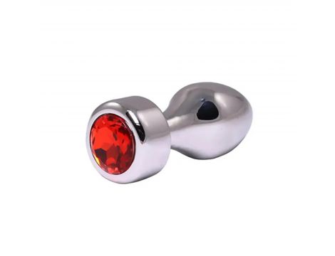 Korek analny srebrny z czerwonym diamentem Fantasy 6 cm - 3