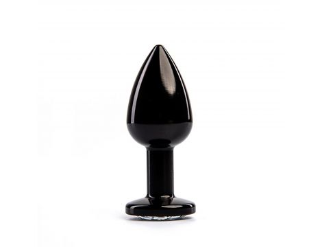 Korek analny Fantasy czarny z białym diamentem 7 cm - 2