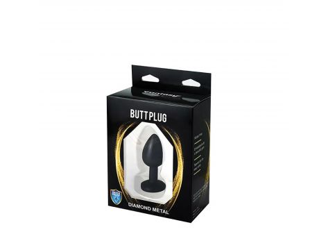 Korek analny Fantasy czarny z białym diamentem 7 cm - 3