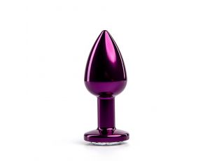 Fioletowy korek analny Fantasy z białym diamentem 7 cm