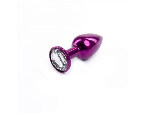 Fioletowy korek analny Fantasy z białym diamentem 7 cm - 2