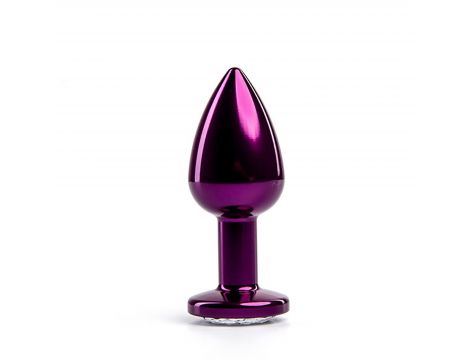 Fioletowy korek analny Fantasy z białym diamentem 7 cm