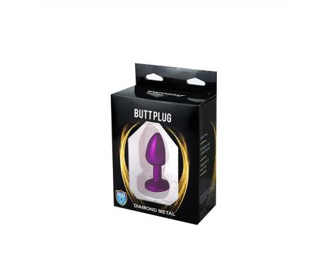 Fioletowy korek analny Fantasy z białym diamentem 7 cm - 3