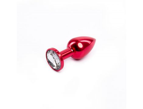 Red Butt Plug with White Diamond - 2