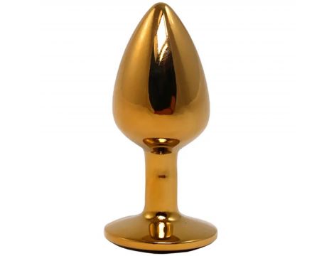 Złoty mały korek analny z czarnym diamentem Fantasy 7 cm - 2