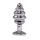 Silver small ribbed butt plug with red crystal