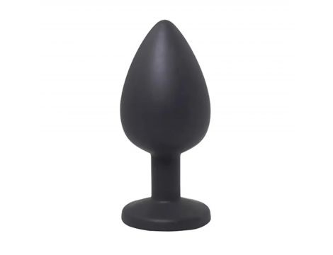 Black large butt plug with white crystal - 3