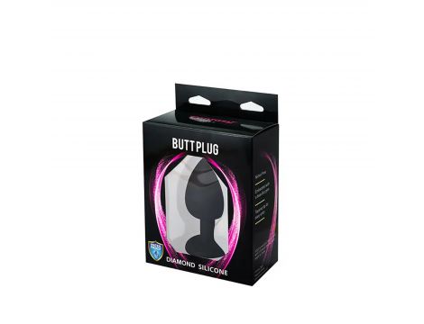 Black large butt plug with white crystal