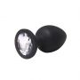 Black large butt plug with white crystal - 3