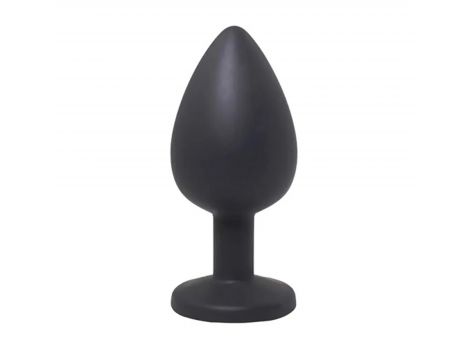 Korek analny silikonowy czarny medium z białym kryształem Fantasy 8 cm - 2