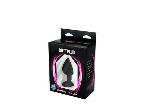 Korek analny silikonowy czarny medium z białym kryształem Fantasy 8 cm - 3