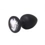 Korek analny silikonowy czarny medium z białym kryształem Fantasy 8 cm - 2