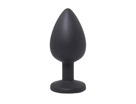 Czarny silikonowy korek analny Fantasy mały z białym kryształem 7 cm - 2