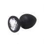 Czarny silikonowy korek analny Fantasy mały z białym kryształem 7 cm - 2