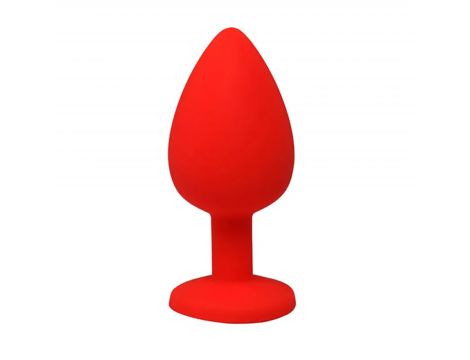 Czerwony silikonowy korek analny Fantasy Small z białym kryształem 7 cm - 2