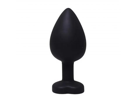 Korek analny silikonowy serduszko Fantasy Large czarny z kryształem 9 cm - 2