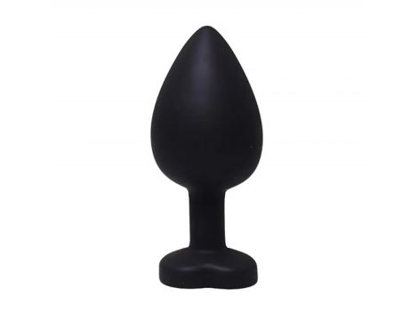 Black small heart-shaped butt plug with white crystal - 2