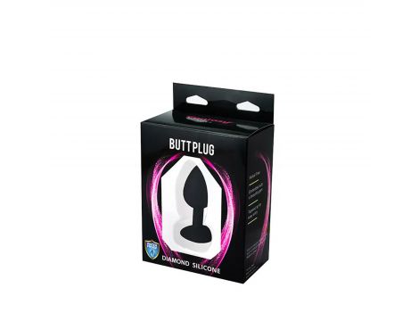 Black small heart-shaped butt plug with white crystal