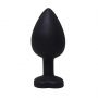Black small heart-shaped butt plug with white crystal - 3