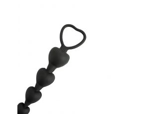 Koraliki analne Fantasy serduszka silikonowe czarne 18 cm