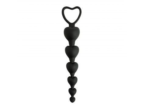 Koraliki analne Fantasy serduszka silikonowe czarne 18 cm - 2
