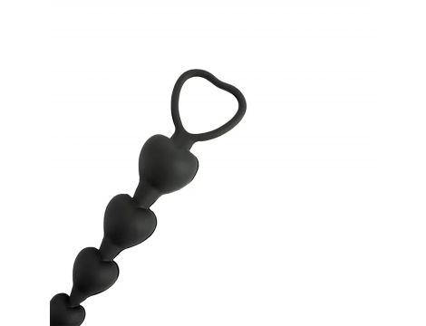 Koraliki analne Fantasy serduszka silikonowe czarne 18 cm