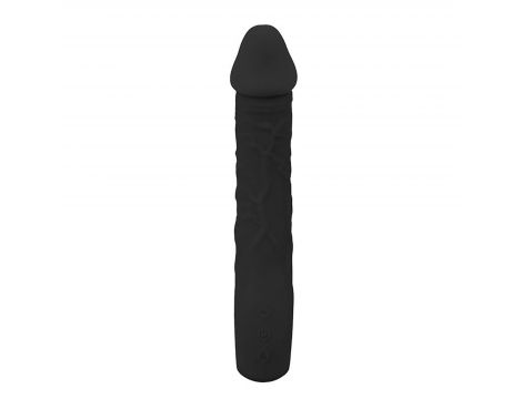 Wibrator realistyczny Fantasy czarny silikonowy 22 cm USB z grzaniem - 2