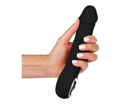 Wibrator realistyczny Fantasy czarny silikonowy 22 cm USB z grzaniem - 4
