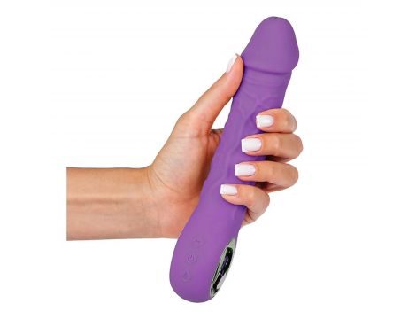 Wibrator realistyczny Fantasy fioletowy silikonowy 22 cm z grzaniem USB - 5