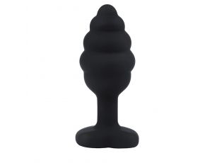 Korek analny silikonowy Fantasy czarny żebrowany 7cm