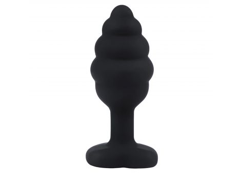 Korek analny silikonowy Fantasy czarny żebrowany 7cm