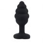 Korek analny silikonowy Fantasy czarny żebrowany 7cm - 2