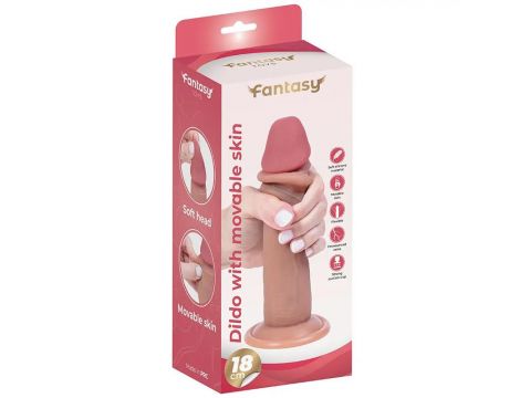 Dildo silikonowe realistyczne z ruchomą osłonką Fantasy 18 cm - 9