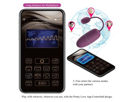 PRETTY LOVE - Nymph, 12 vibration functions Mobile APP Long-distance Control, ABS, 1 AAA battery - 19