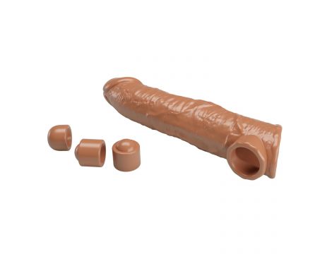 Przedłużka na penisa Pretty Love z wymiennymi wkładkami ciemnobrązowa 26 cm - 6