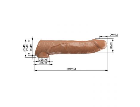 Przedłużka na penisa Pretty Love z wymiennymi wkładkami ciemnobrązowa 26 cm - 8