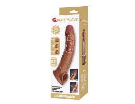 Przedłużka na penisa Pretty Love z wymiennymi wkładkami ciemnobrązowa 26 cm - 7