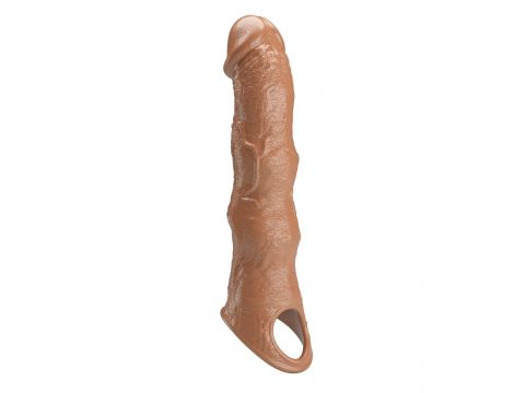 Przedłużka na penisa Pretty Love z regulowanymi wkładkami brązowa 28 cm - 7