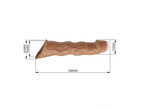 Przedłużka na penisa Pretty Love z regulowanymi wkładkami brązowa 28 cm - 6