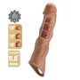 Przedłużka na penisa Pretty Love z regulowanymi wkładkami brązowa 28 cm - 3