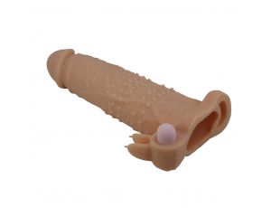 Wibrująca przedłużka na penisa Pretty Love 17 cm naturalna
