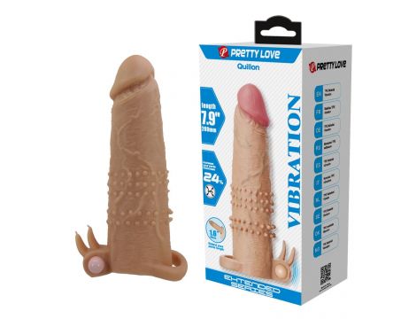 Wibrująca przedłużka na penisa Pretty Love 17 cm naturalna - 3