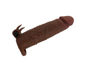Przedłużka wibrująca na penisa Pretty Love brązowa 17 cm