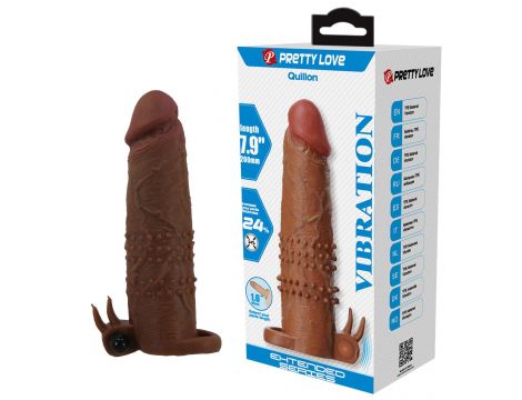 Przedłużka wibrująca na penisa Pretty Love brązowa 17 cm - 2