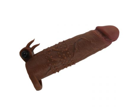 Przedłużka wibrująca na penisa Pretty Love brązowa 17 cm