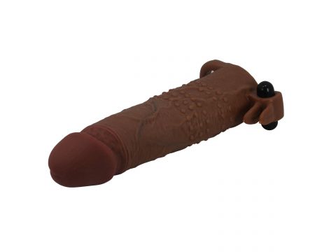 Przedłużka wibrująca na penisa Pretty Love brązowa 17 cm - 5