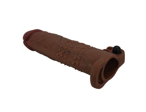 Przedłużka wibrująca na penisa Pretty Love brązowa 17 cm - 7