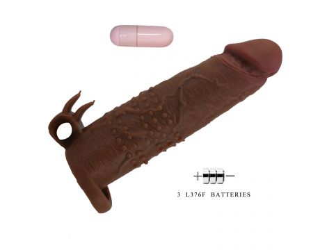 Przedłużka wibrująca na penisa Pretty Love brązowa 17 cm - 4