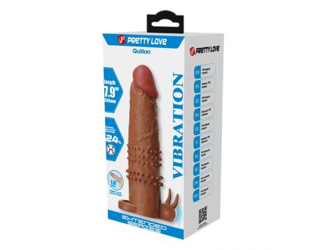 Przedłużka wibrująca na penisa Pretty Love brązowa 17 cm - 6