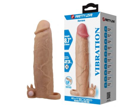 Przedłużka na penisa Pretty Love Xerxes wibrująca cielista 22 cm